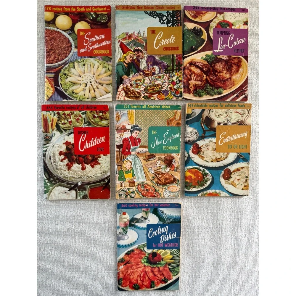Vintage Set of 7 Culinary Arts Institute Cookbooks 1956-Melanie DeProft Director